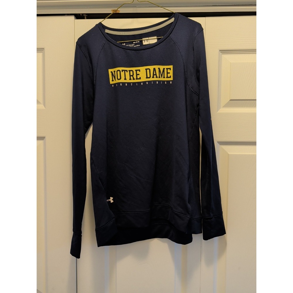 Under Armour Notre Dame Pullover Crew Sweater Coldgear Mens Medium Navy Blue